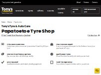 Website Screenshot Tony's Tyre & Auto Care - Papatoetoe