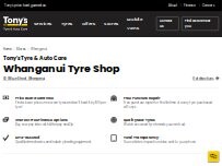 Website Screenshot Tony's Tyre & Auto Care - Whanganui