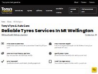 Website Screenshot Tony's Tyre & Auto Care - Mt Wellington