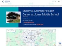 Website Screenshot University Health Shirley A Schreiber Health Center at Jones Middle School