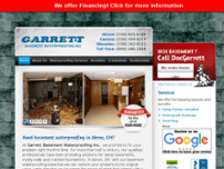 Garrett Basement Waterproofing website screenshot