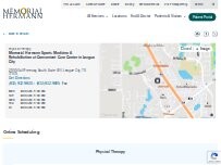 Website Screenshot Memorial Hermann Sports Medicine & Rehabilitation at Convenient Care Center in League City