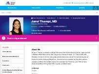Website Screenshot Janvi Thampi, MD