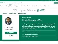 Website Screenshot Pratik Bhavsar, MBA - Wilmington Advisors @ M&T