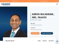 Website Screenshot Arun Rajaram, MD, FAAOS