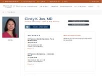 Website Screenshot Cindy K. Jon ,  MD