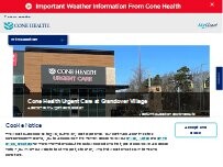 Website Screenshot Cone Health Urgent Care at Grandover Village