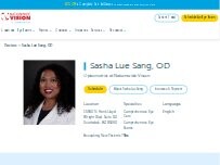 Website Screenshot Sasha Lue Sang, OD