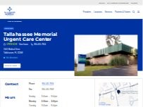 Website Screenshot Tallahassee Memorial Urgent Care Center on Medical Drive