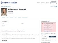 Website Screenshot Allie Carron, AGACNP