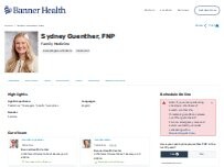 Website Screenshot Sydney Ann Guenther, FNP