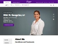Website Screenshot Bibi N. Sangster, NP