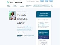 Website Screenshot Twinkle Bhalodia, CRNP
