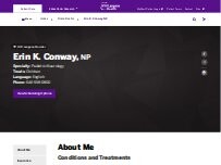 Website Screenshot Erin K. Conway, NP