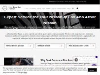 Website Screenshot Fox Ann Arbor Nissan - Service & Parts