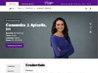 Website Screenshot Cassandra J. Apicella, DO