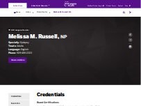 Website Screenshot Melissa M. Russell, NP