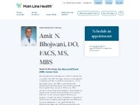 Website Screenshot Amit N. Bhojwani, DO, MS, MBS, FACS