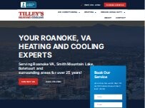 Website Screenshot Tilleys heating and cooling services