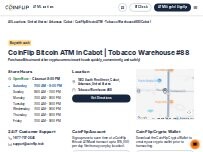 Website Screenshot CoinFlip Bitcoin ATM - Tobacco Warehouse #88 (Cabot)