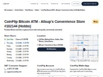 Website Screenshot CoinFlip Bitcoin ATM - Allsup's Convenience Store #102144 (Hobbs)