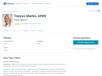 Website Screenshot Tonya L Martin, APRN
