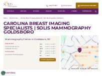 Website Screenshot Carolina Breast Imaging Specialists | Solis Mammography Goldsboro