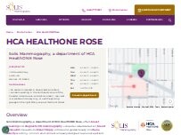 Website Screenshot Solis Mammography, a department of HCA HealthONE Rose