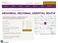 Website Screenshot Solis Mammography | Memorial Regional Hospital South