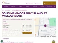 Website Screenshot Solis Mammography Plano at Willow Bend