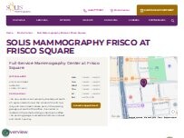 Website Screenshot Solis Mammography Frisco at Frisco Square