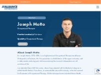 Website Screenshot Alliance Orthopedics: Joseph Motto, OTD, OTR/L