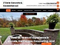 Website Screenshot Z'Crete Concrete and Excavating