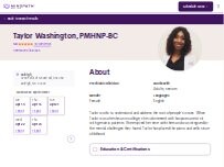 Website Screenshot Taylor Washington, PMHNP-BC - Psychiatric Clinician | Mindpath Health