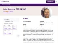 Website Screenshot Leila Jimenez, PMHNP-BC - Psychiatric Clinician | Mindpath Health