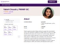 Website Screenshot Sabah Choudry, PMHNP-BC - Psychiatric Clinician | Mindpath Health