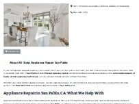 Website Screenshot All State Appliance Repair San Pablo