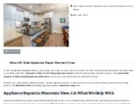 Website Screenshot All State Appliance Repair Mountain View