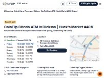 Website Screenshot CoinFlip Bitcoin ATM - Huck's Market #406 (Dickson)