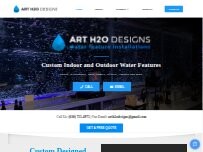 Website Screenshot Art H2O Designs - Custom Water Features, Rain Curtains, Bubble Walls, Water Walls
