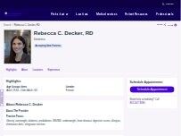 Website Screenshot Rebecca C. Decker, RD