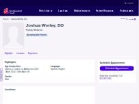 Website Screenshot Joshua Worley, DO