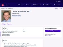 Website Screenshot Critt F. Aardema, MD