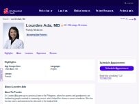 Website Screenshot Lourdes  Ada, MD