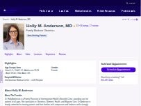 Website Screenshot Holly M. Anderson, MD