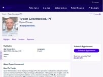 Website Screenshot Tyson Greenwood, DPT