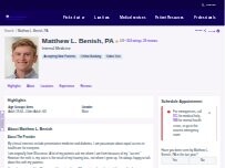 Website Screenshot Matthew L. Benish, PA