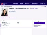 Website Screenshot Jennifer S. Hollingsworth, NP