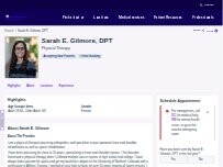Website Screenshot Sarah E. Gilmore, DPT