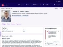 Website Screenshot Colby D. Balls, DPT